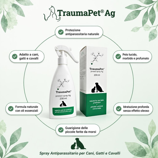 TraumaPet® Protect Spray Ag: Spray Protettivo e Antiparassitario con Argento Colloidale NanoComplex®