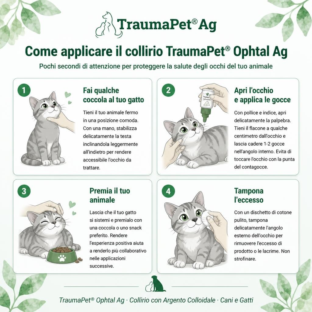 TraumaPet® Ophtal Ag 10ml | Collirio Gocce per gli Occhi degli Animali con Argento Colloidale