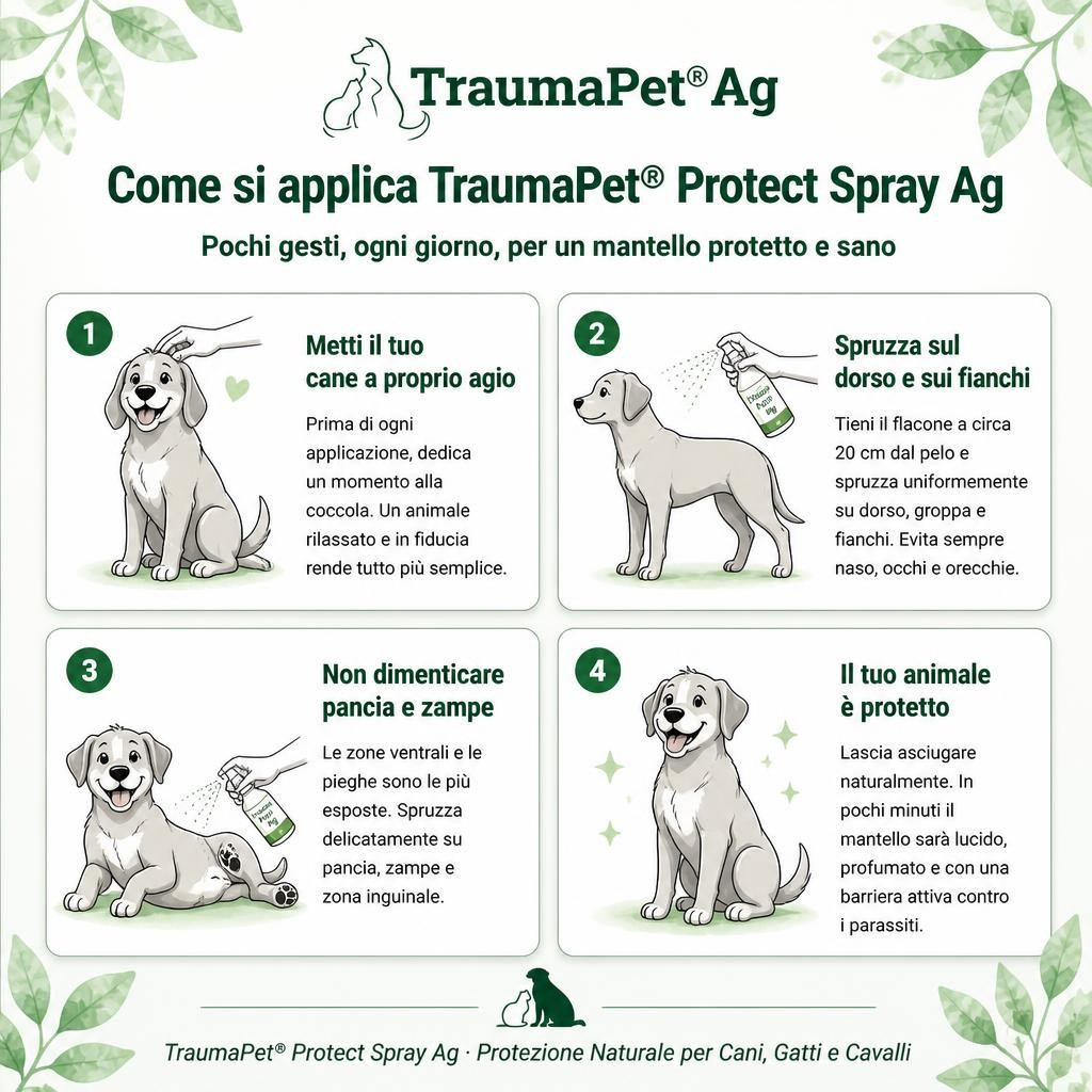TraumaPet® Protect Spray Ag: Spray Protettivo e Antiparassitario con Argento Colloidale NanoComplex®