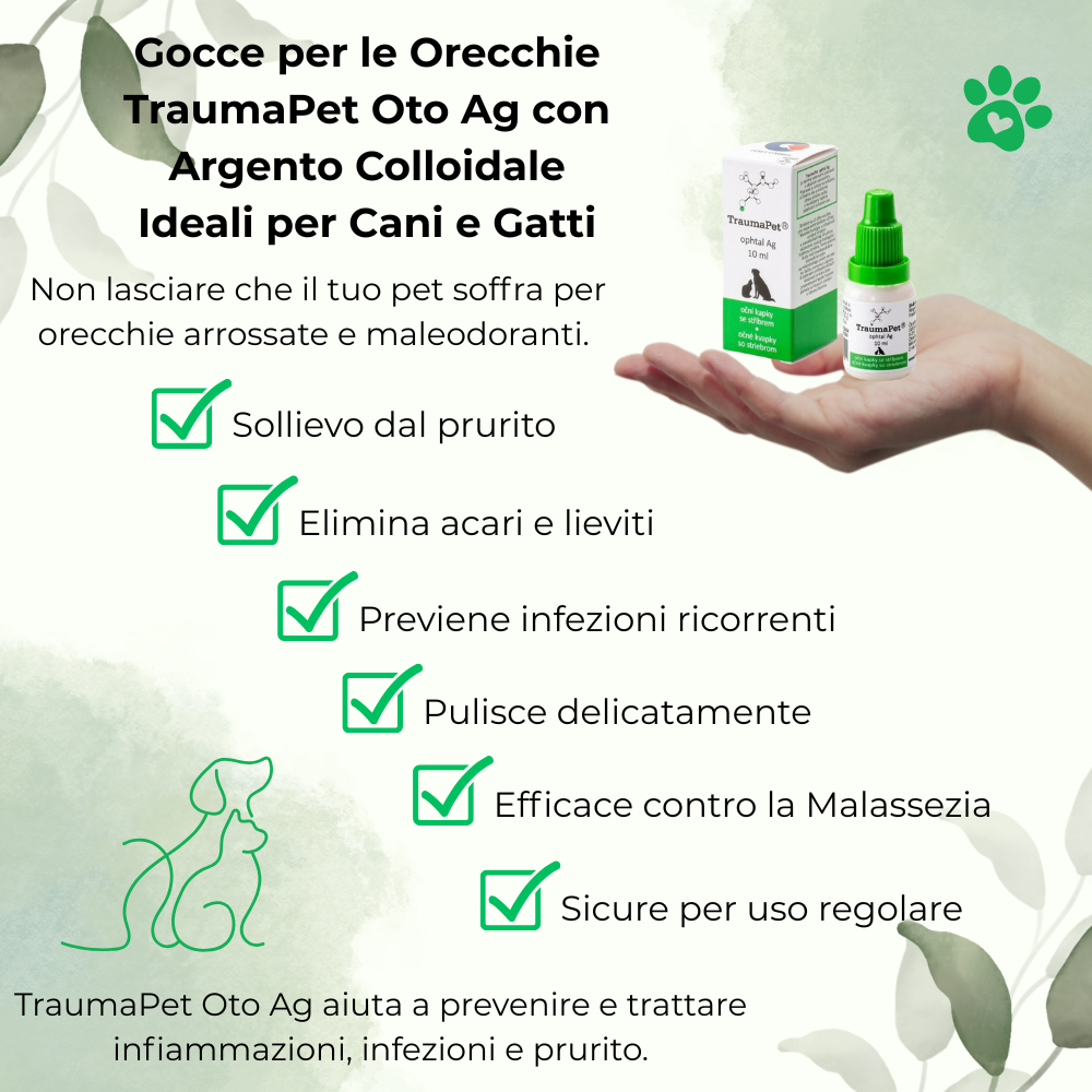 TraumaPet® Ophtal Ag 10ml | Collirio Gocce per gli Occhi degli Animali con Argento Colloidale