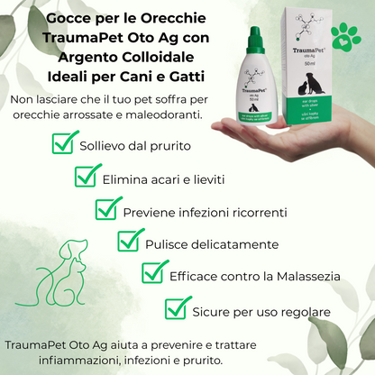 TraumaPet® oto Ag 50ml: Gocce per le Orecchie con Argento Colloidale NanoComplex®